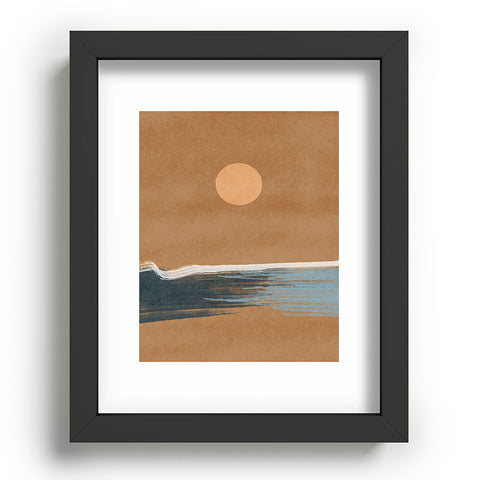 Lola Terracota Sunset with minimal shapes on kraft paper Recessed Framing Rectangle