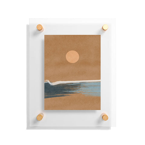 Lola Terracota Sunset with minimal shapes on kraft paper Floating Acrylic Print