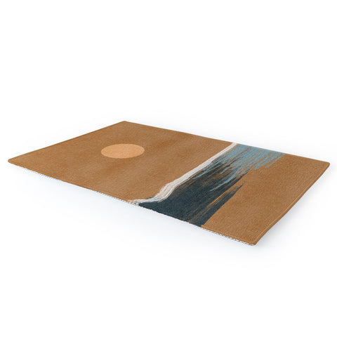 Lola Terracota Sunset with minimal shapes on kraft paper Area Rug
