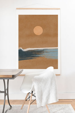 Lola Terracota Sunset with minimal shapes on kraft paper Art Print And Hanger