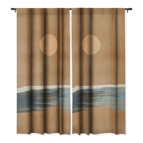 Lola Terracota Sunset with minimal shapes on kraft paper Blackout Non Repeat