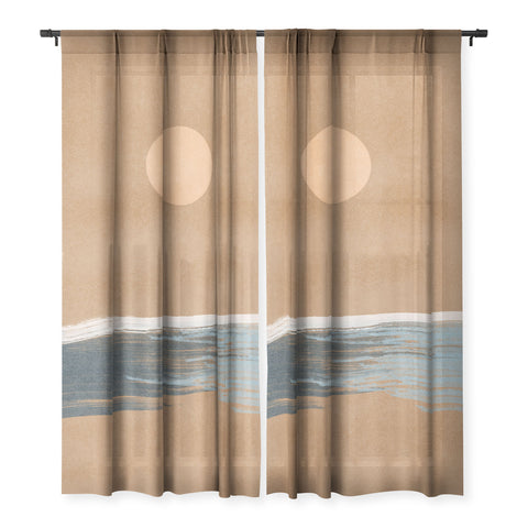 Lola Terracota Sunset with minimal shapes on kraft paper Sheer Non Repeat