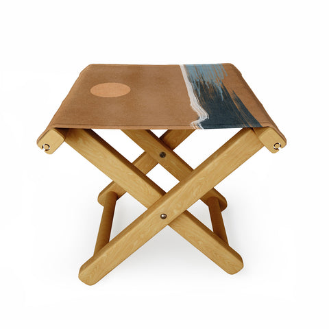 Lola Terracota Sunset with minimal shapes on kraft paper Folding Stool