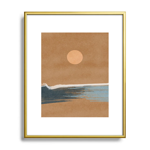 Lola Terracota Sunset with minimal shapes on kraft paper Metal Framed Art Print