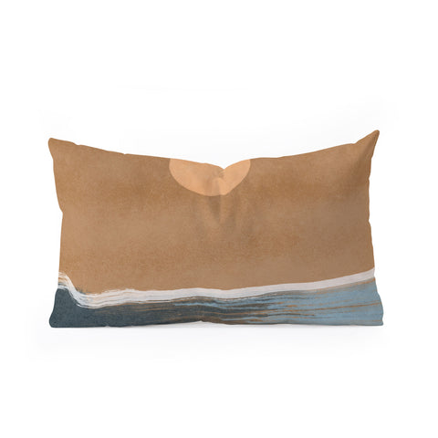 Lola Terracota Sunset with minimal shapes on kraft paper Oblong Throw Pillow