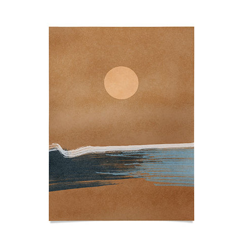 Lola Terracota Sunset with minimal shapes on kraft paper Poster