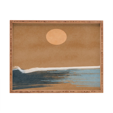 Lola Terracota Sunset with minimal shapes on kraft paper Rectangular Tray