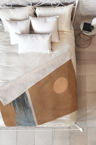 Lola Terracota Sunset with minimal shapes on kraft paper Fleece Throw Blanket