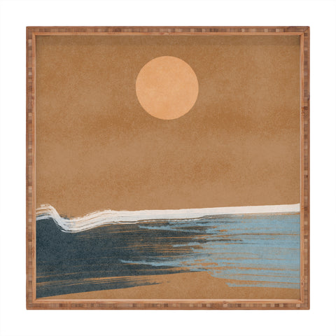Lola Terracota Sunset with minimal shapes on kraft paper Square Tray