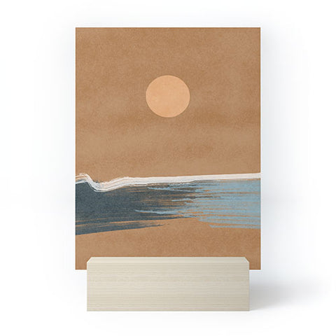 Lola Terracota Sunset with minimal shapes on kraft paper Mini Art Print