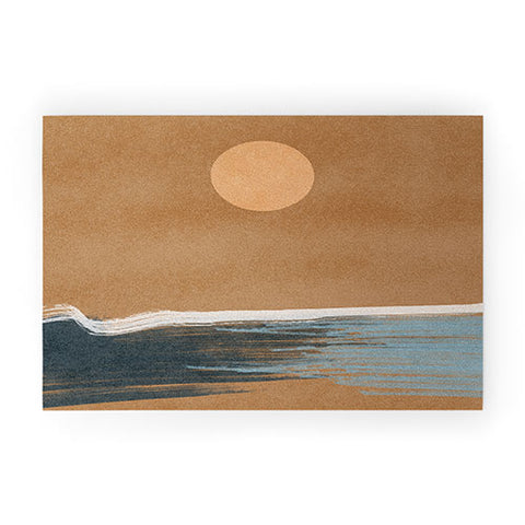 Lola Terracota Sunset with minimal shapes on kraft paper Welcome Mat