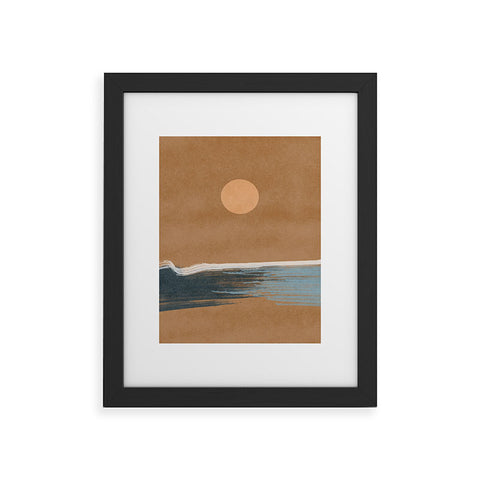 Lola Terracota Sunset with minimal shapes on kraft paper Framed Art Print