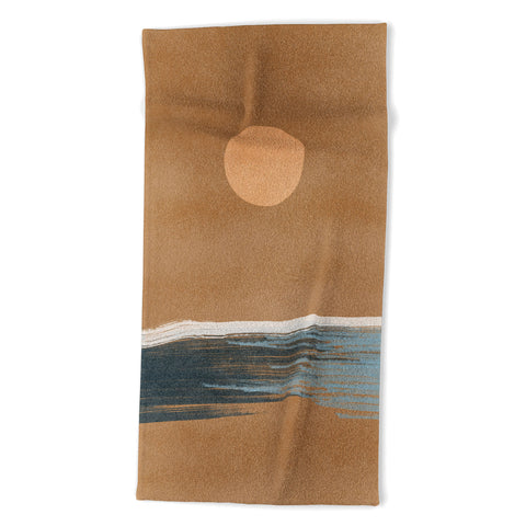 Lola Terracota Sunset with minimal shapes on kraft paper Beach Towel
