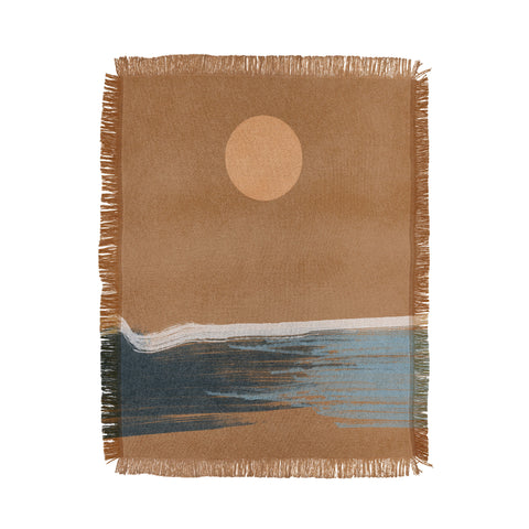 Lola Terracota Sunset with minimal shapes on kraft paper Throw Blanket