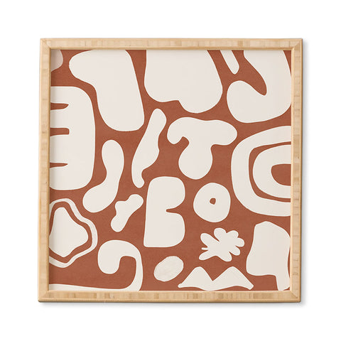 Lola Terracota Terracotta with shapes in offwhite Framed Wall Art