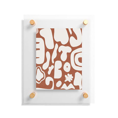 Lola Terracota Terracotta with shapes in offwhite Floating Acrylic Print