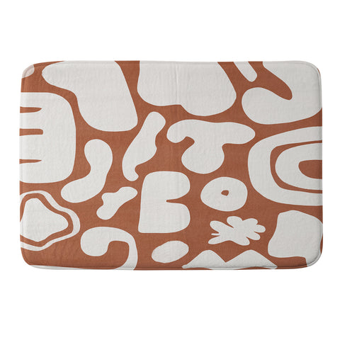 Lola Terracota Terracotta with shapes in offwhite Memory Foam Bath Mat
