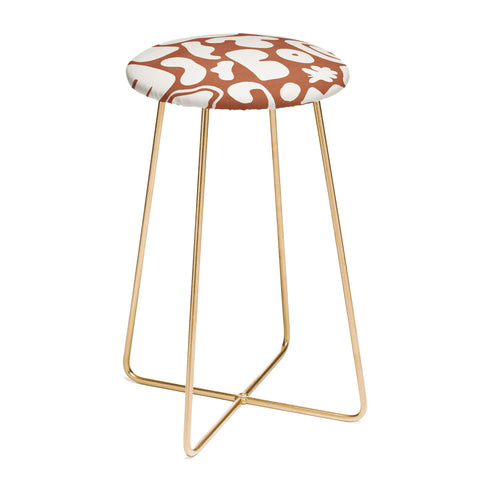 Lola Terracota Terracotta with shapes in offwhite Counter Stool