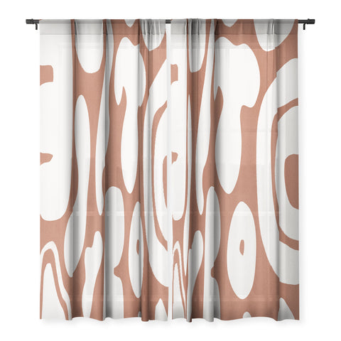 Lola Terracota Terracotta with shapes in offwhite Sheer Non Repeat