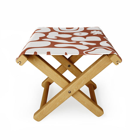 Lola Terracota Terracotta with shapes in offwhite Folding Stool