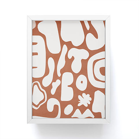 Lola Terracota Terracotta with shapes in offwhite Framed Mini Art Print