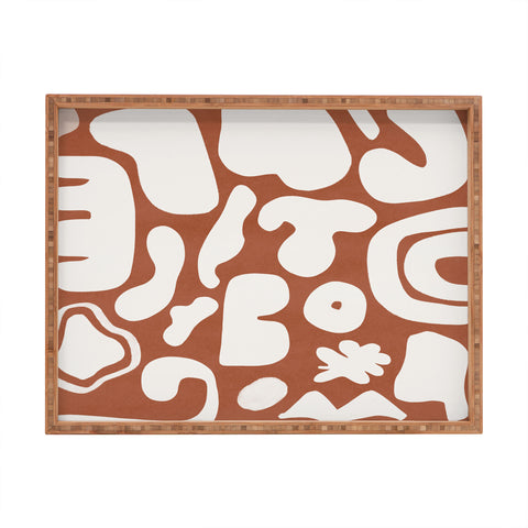 Lola Terracota Terracotta with shapes in offwhite Rectangular Tray