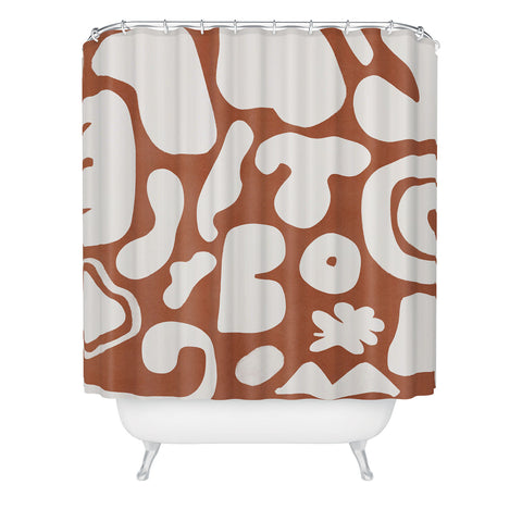 Lola Terracota Terracotta with shapes in offwhite Shower Curtain