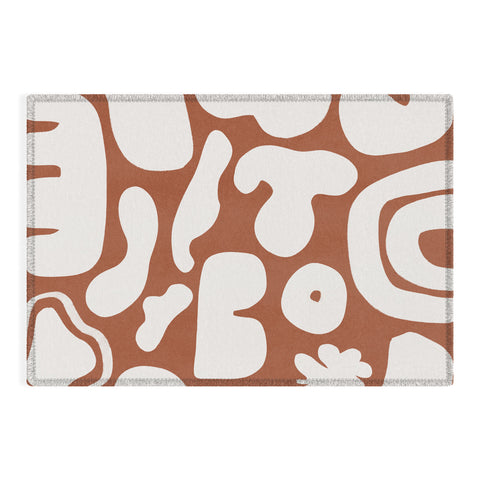 Lola Terracota Terracotta with shapes in offwhite Outdoor Rug