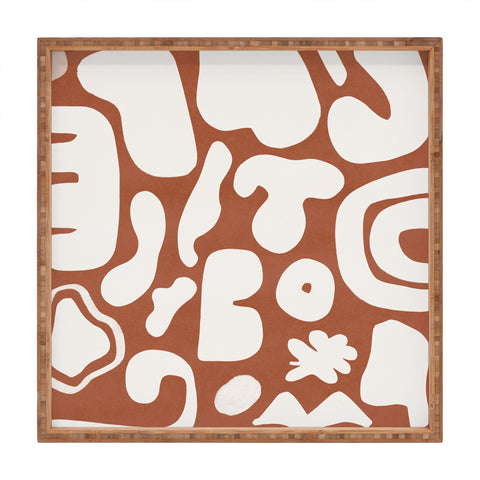 Lola Terracota Terracotta with shapes in offwhite Square Tray