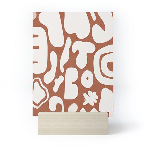Lola Terracota Terracotta with shapes in offwhite Mini Art Print