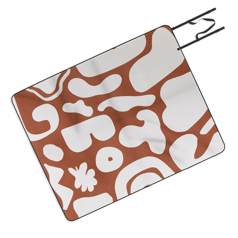 Lola Terracota Terracotta with shapes in offwhite Picnic Blanket