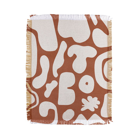 Lola Terracota Terracotta with shapes in offwhite Throw Blanket