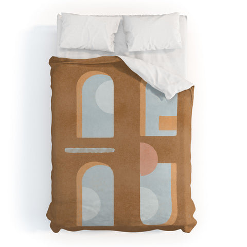 Lola Terracota The arch of a window abstract shapes contemporary Duvet Cover