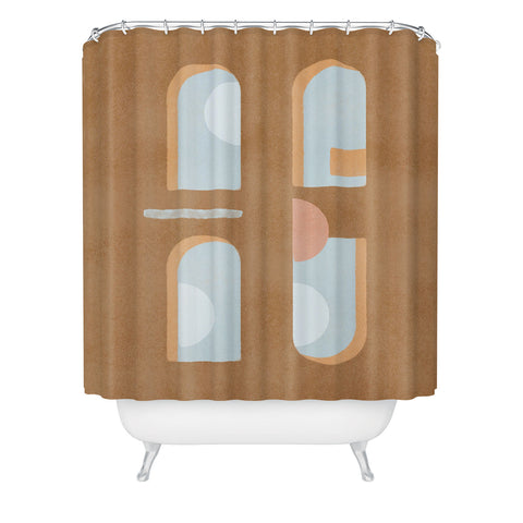 Lola Terracota The arch of a window abstract shapes contemporary Shower Curtain