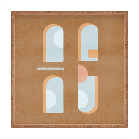 Lola Terracota The arch of a window abstract shapes contemporary Square Tray