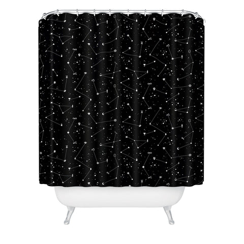 LordofMasks Constellations Black Shower Curtain
