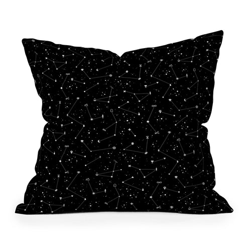 LordofMasks Constellations Black Throw Pillow