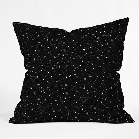 LordofMasks Constellations Black Outdoor Throw Pillow