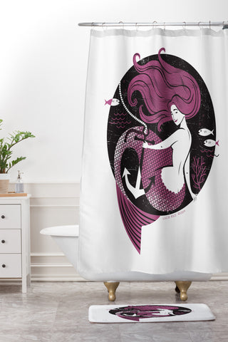 Lucie Rice Ari Aquarius Shower Curtain And Mat