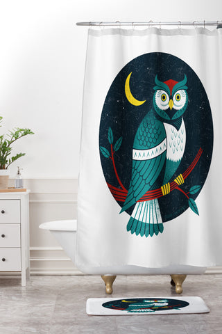 Lucie Rice Big Hooter Shower Curtain And Mat