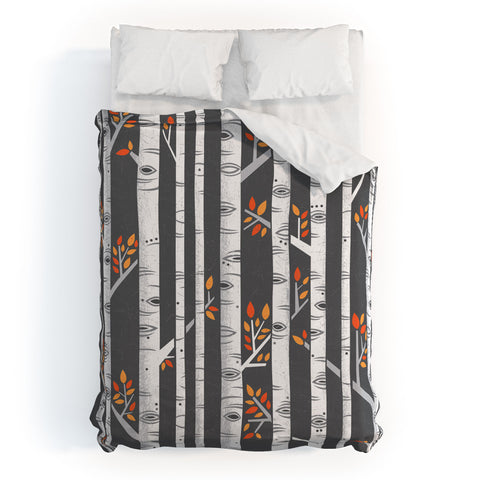 Lucie Rice Birches Be Crazy Duvet Cover