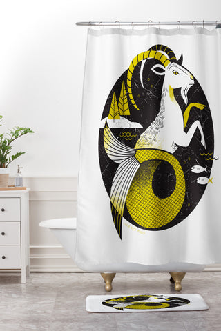 Lucie Rice Carl Capricorn Shower Curtain And Mat