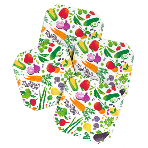 Lucie Rice EAT YOUR FRUITS AND VEGGIES Coaster Set