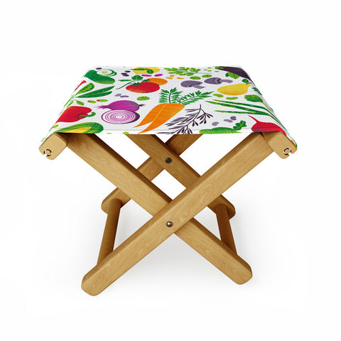 Lucie Rice EAT YOUR FRUITS AND VEGGIES Folding Stool