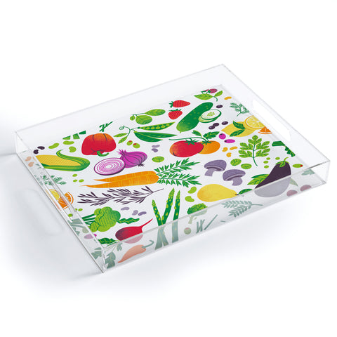 Lucie Rice EAT YOUR FRUITS AND VEGGIES Acrylic Tray