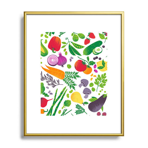Lucie Rice EAT YOUR FRUITS AND VEGGIES Metal Framed Art Print