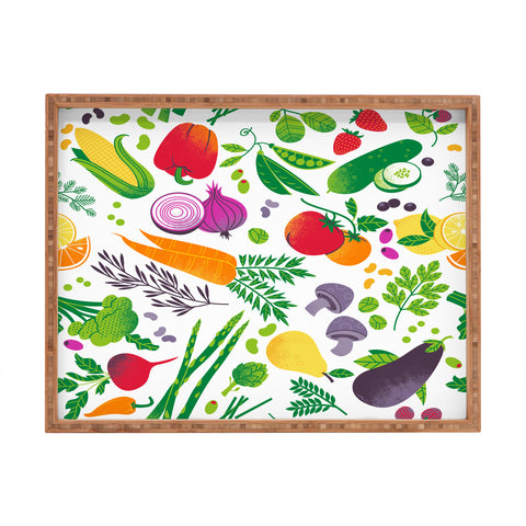 Lucie Rice EAT YOUR FRUITS AND VEGGIES Rectangular Tray