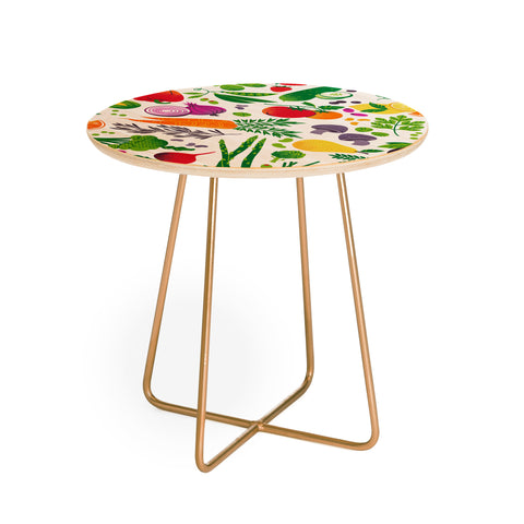 Lucie Rice EAT YOUR FRUITS AND VEGGIES Round Side Table