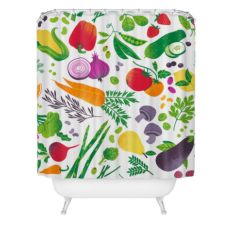 Lucie Rice EAT YOUR FRUITS AND VEGGIES Shower Curtain