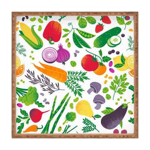 Lucie Rice EAT YOUR FRUITS AND VEGGIES Square Tray